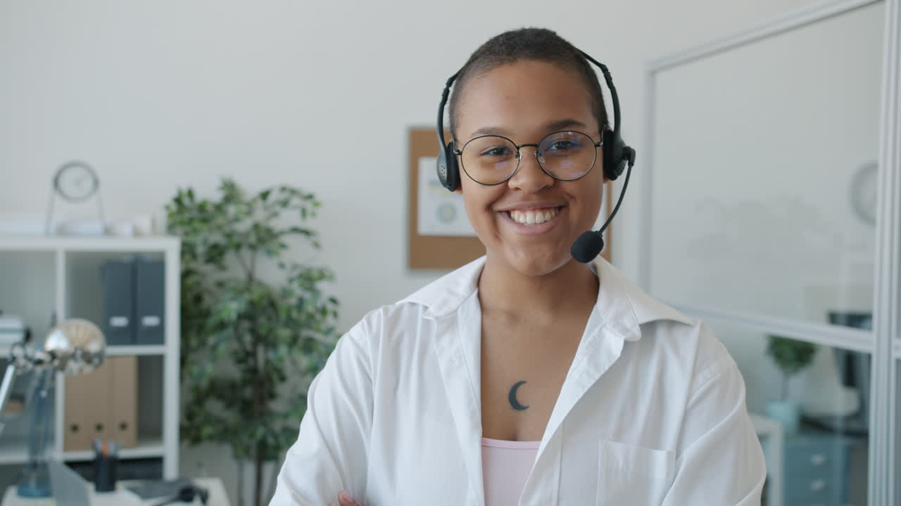Smiling Businesswoman with Headset