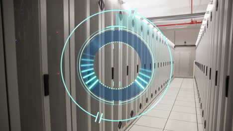 animation of scope scanning over computer servers in tech room