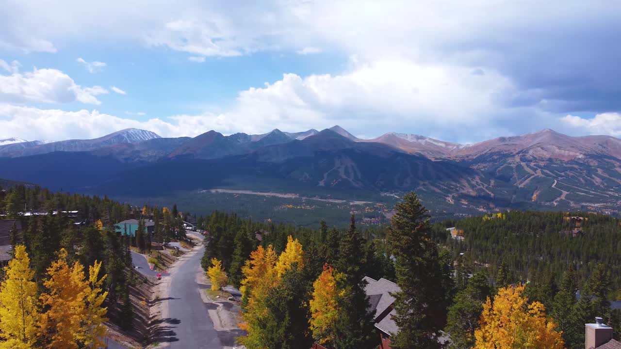 Drone view of Breckenridge in Autumn