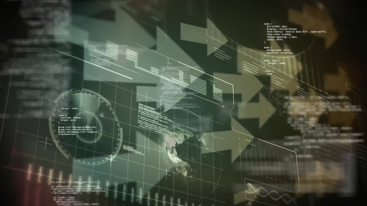 디지털 코드와 화살표로 된 정보