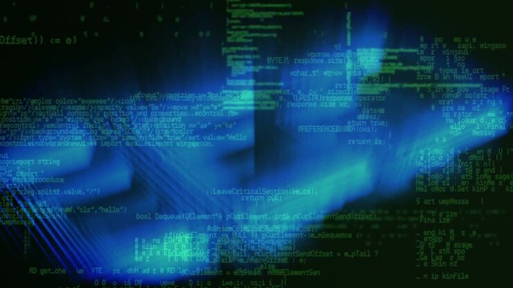 Animation of digital screen with blue lights