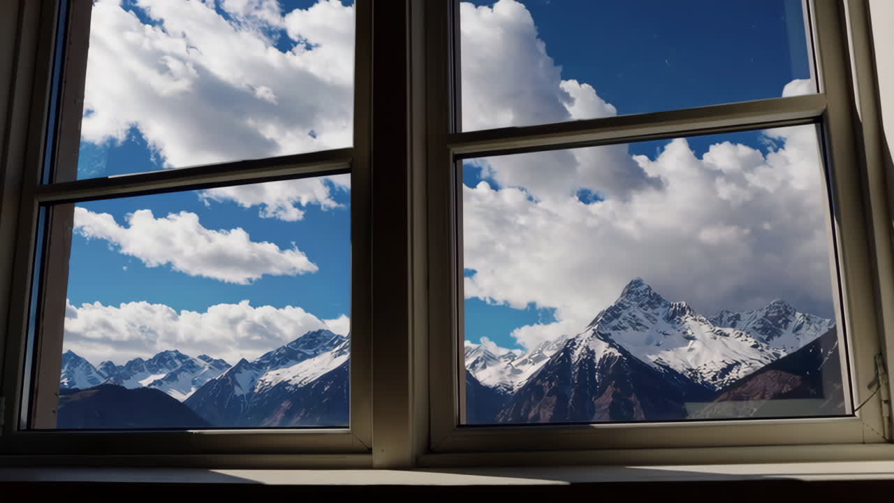 vista de la montaña desde una ventana