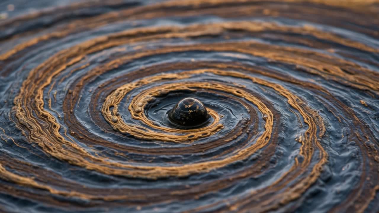 Exploring the Intricate Patterns of Swirling Oil and Water, Captured in Stunning Detail, Showcasing Nature's Unique Artistry Through Fluid Dynamics