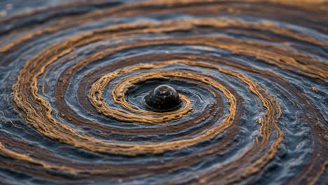 exploring the intricate patterns of swirling oil and water, captured in stunning detail, showcasing nature's unique artistry through fluid dynamics