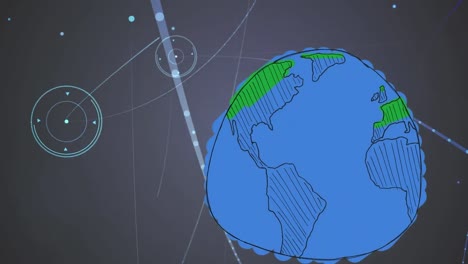 Animation-of-globe-over-network-of-connections-on-black-background