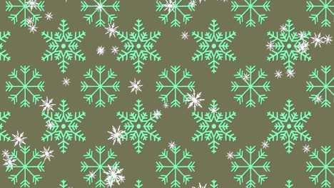 animación de iconos de copos de nieve que se mueven con un patrón sin costuras contra un fondo gris.