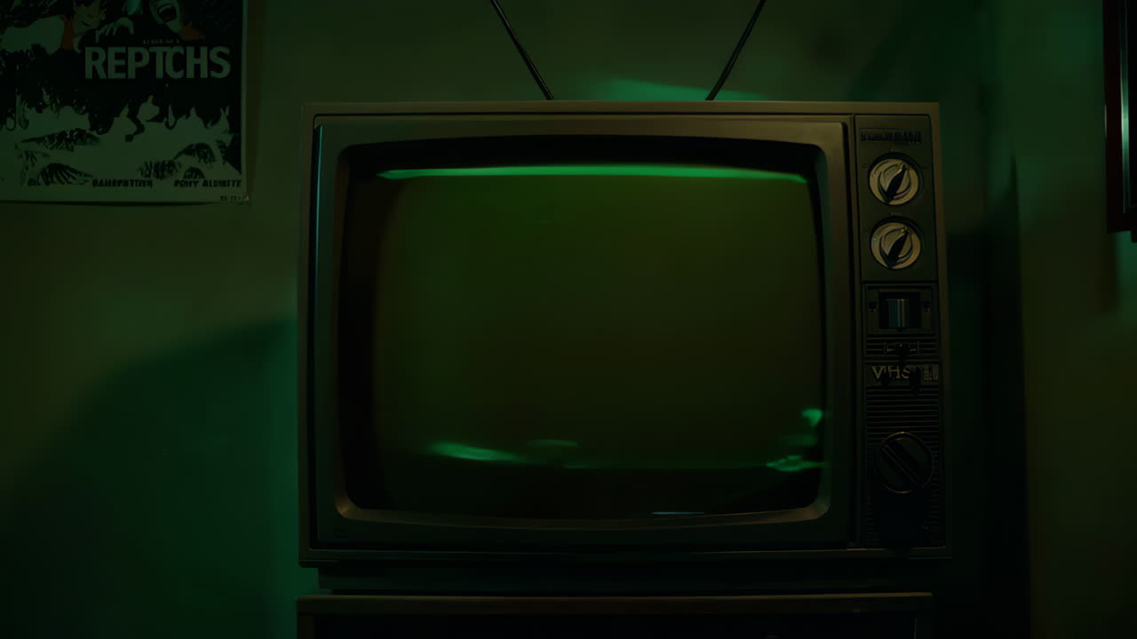 Vintage TV with Distorted Signal