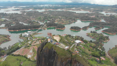 aerial view of the piedra del penol rock in guatape, colombia during daytime