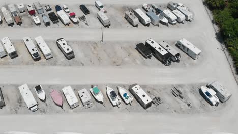 very slow drone hover over recreational vehicle storage lot in south florida