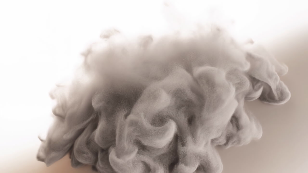Soft Gray Smoke Cloud Drifting Slowly, Studio Lit Neutral Background With Slow Fluid Formation, Billowing