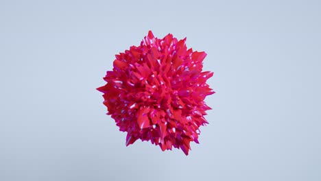 3d sphere animation. pink pointed rock or mineral. 4k 3d render