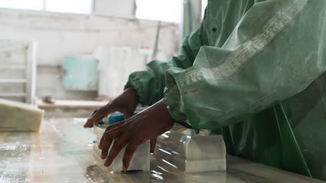 people working with marble