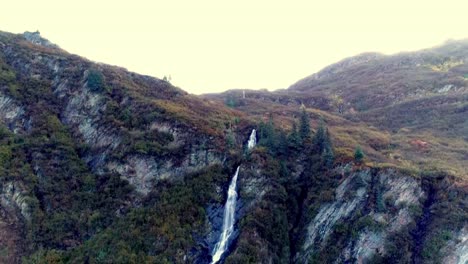 4k-60-fps-aerial-video-moving-through-Keystone-Canyon,-on-the-road-to-Valdez,-Alaska