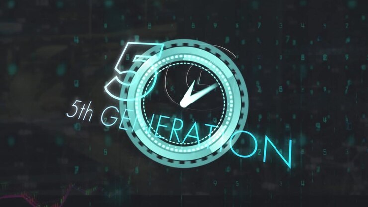 Digital 5G Network Technology Concept with Animated Clock