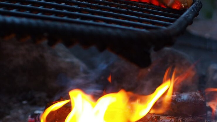 Grilling sausages