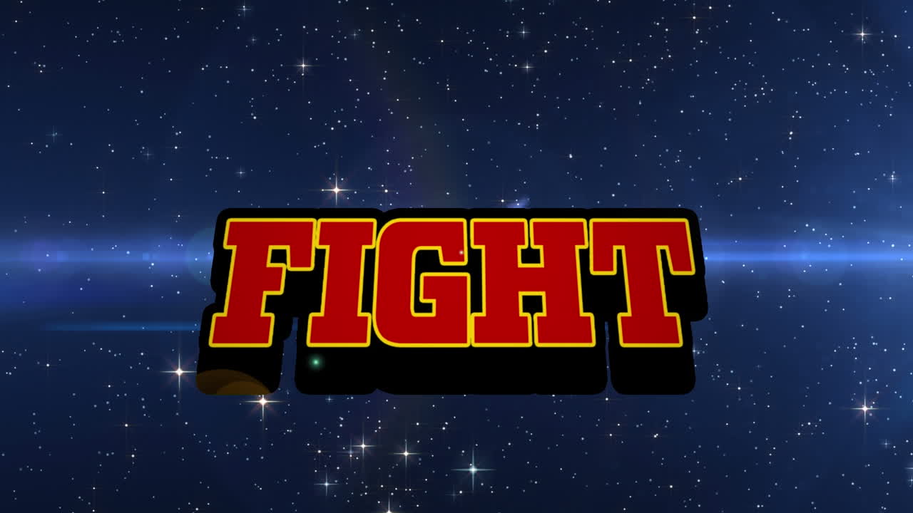 검은 바탕에 싸움 텍스트와 반점의 애니메이션