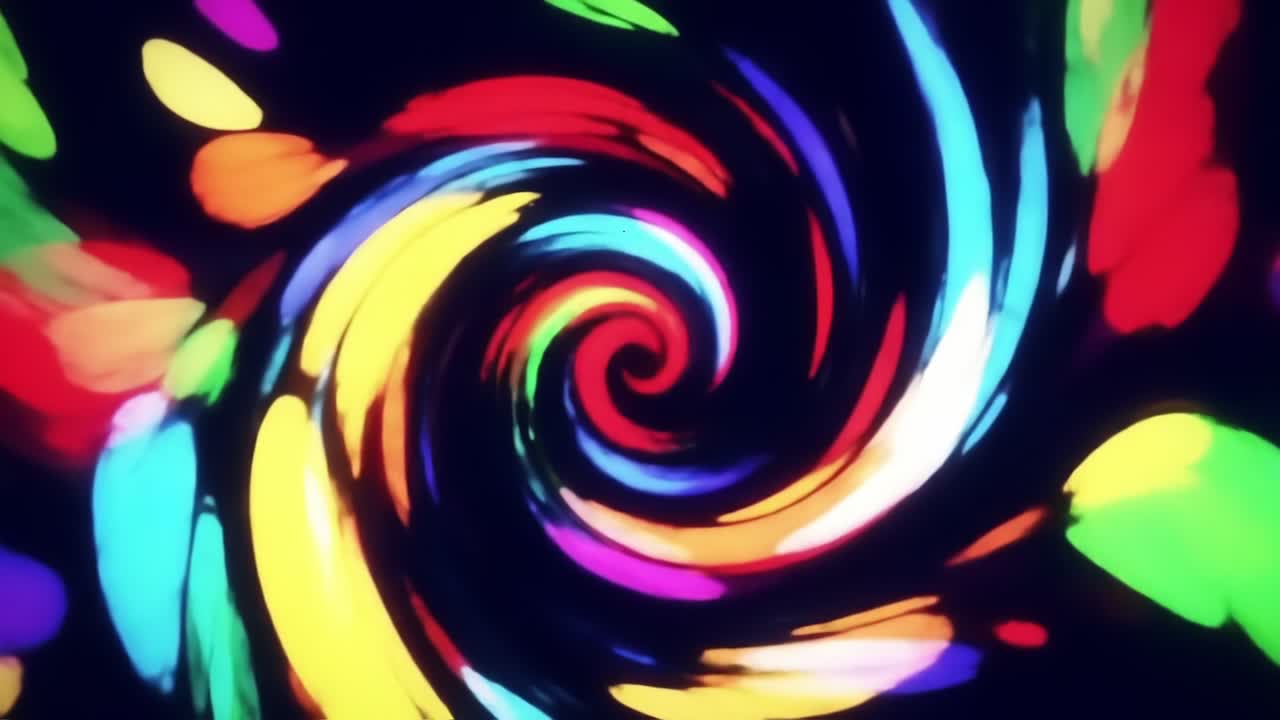 Mesmerizing Colorful Swirl: A Captivating Dance of Vivid Hues in Hypnotic Motion, Drawing the Viewer into an Enchanting Visual Experience of Spiraling Light