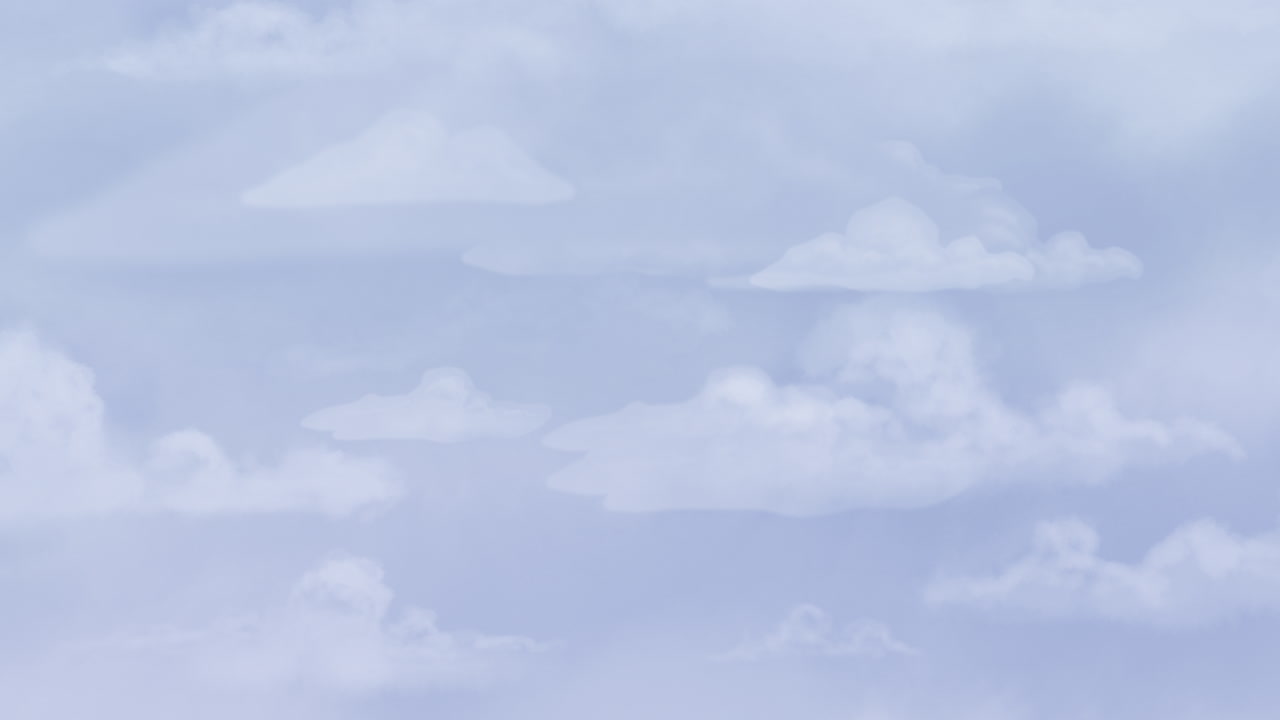 fondo de animación de dibujos animados con nubes de movimiento sobre fondo abstracto de cielo azul