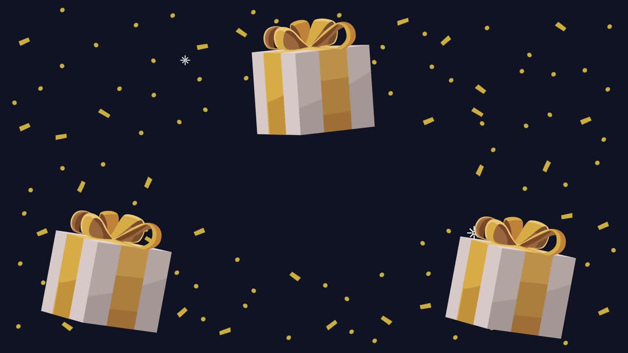 happy new year animation with giftbox present