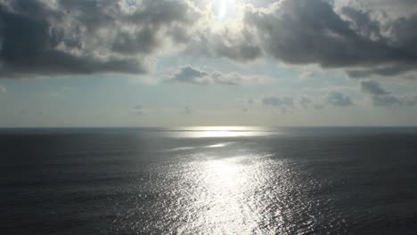 scenic oceanscape with panoramic horizon and cloudy sky