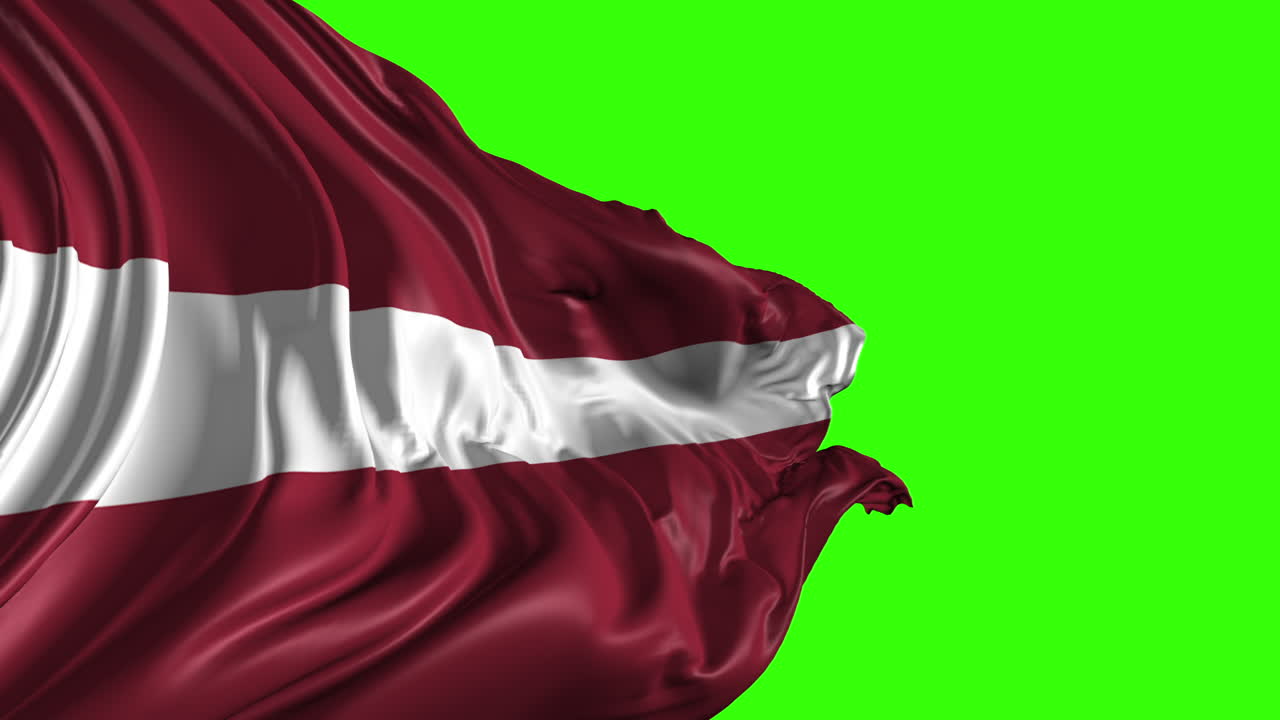 Latvian Flag on Green Screen