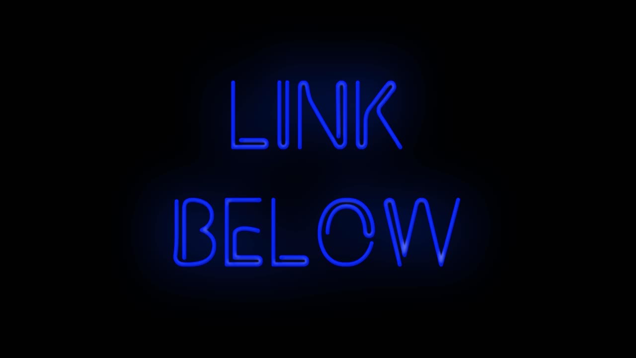 Flashing LINK BELOW Blue Neon Sign flashing on and off with flicker 4K
