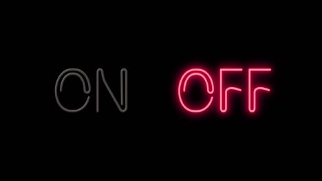 neon on and off switch light on black. night club bar blinking neon sign. motion animation