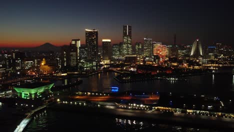 skyline aerial night view in yokohama