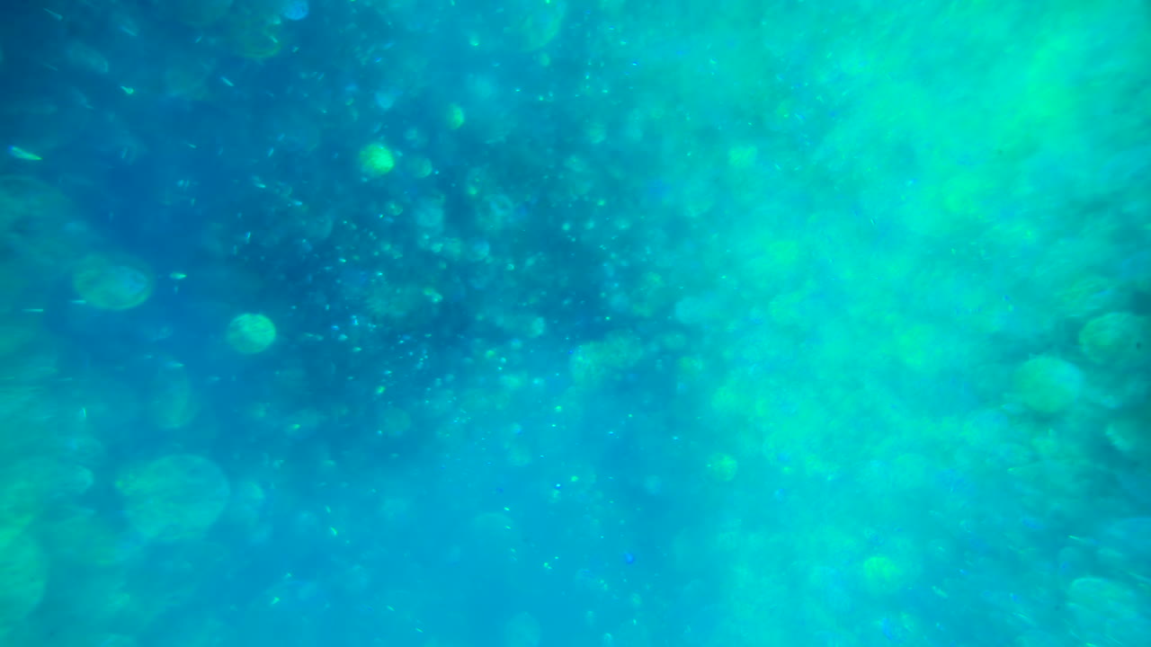 거품과 반 ⁇ 이는 다채로운 물이 카메라를 지나갑니다.