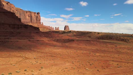 Experience-an-aerial-perspective-of-the-Monument-Valley-Desert-with-towering-mountains-in-the-background