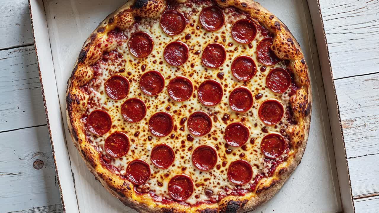 박스에 넣은 페페로니 피자