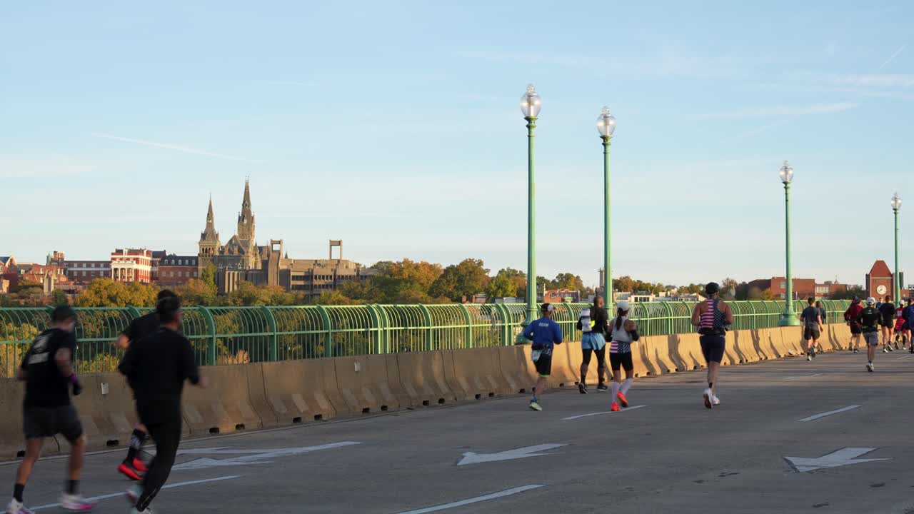 Scenic view of runners competing in race, Washington DC Marine Corps Marathon