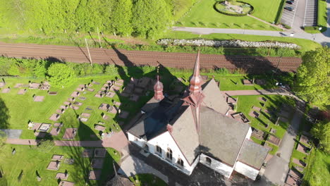 Church-in-Lerum,-Town-in-Vastra-Gotaland,-Sweden