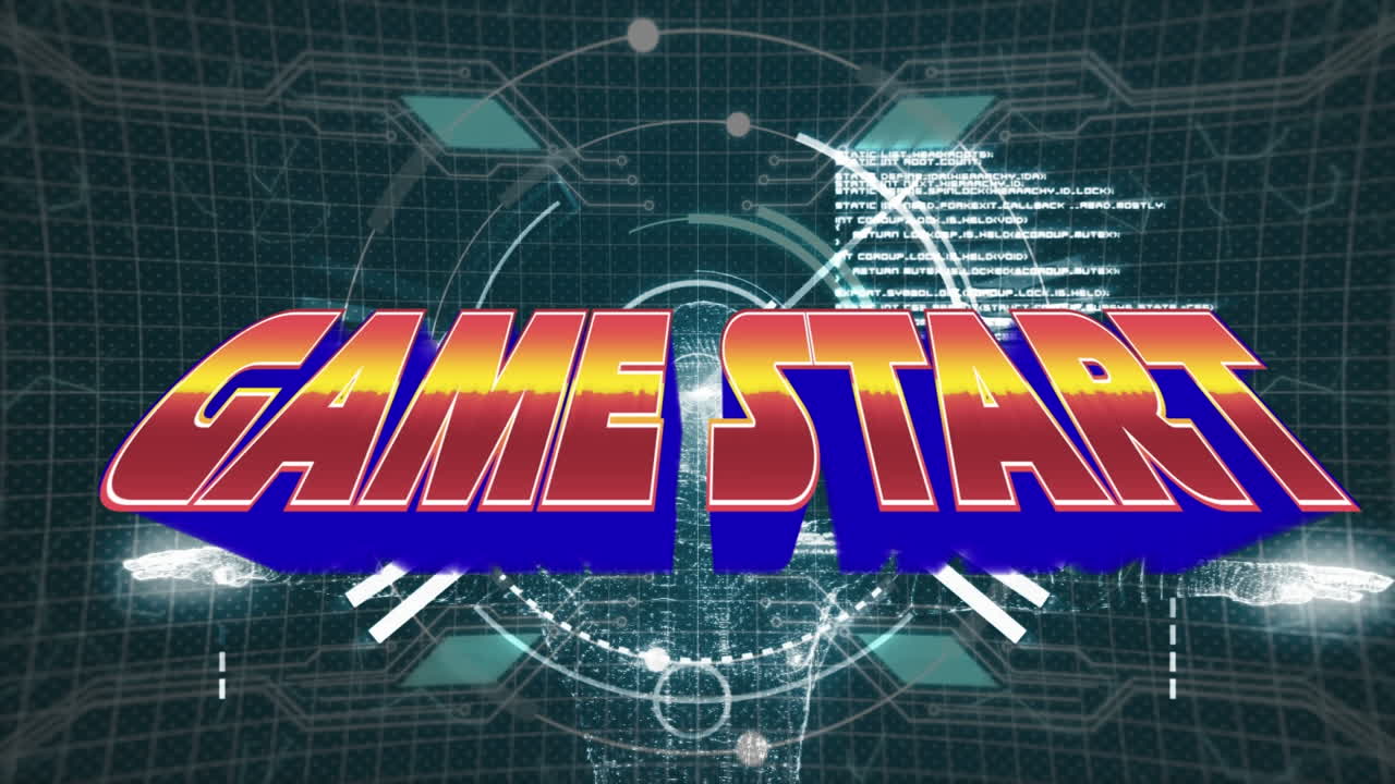 녹색 배경에 데이터 처리를 통해 게임 시작의 애니메이션