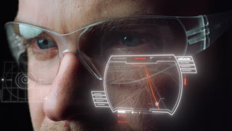 gafas de navegación futuristas que muestran la ruta de la ciudad a la ubicación de monitoreo de carreteras