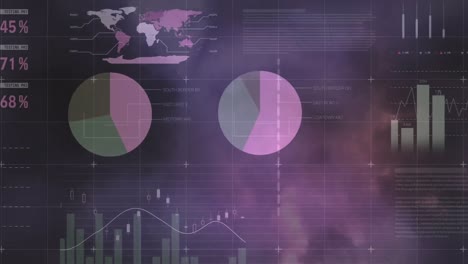 Animation-Der-Statistikverarbeitung-über-Wolken-Und-Himmel