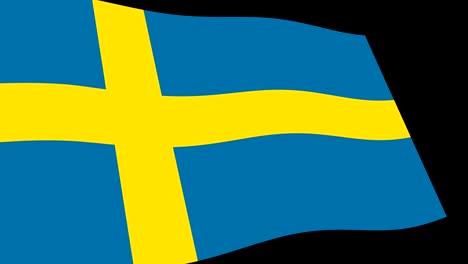 sweden flag slow waving in perspective, animation 4k footage