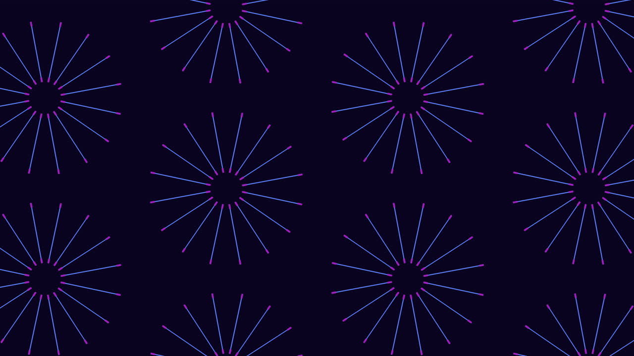 Futuristic neon circle pattern with lines on dark space