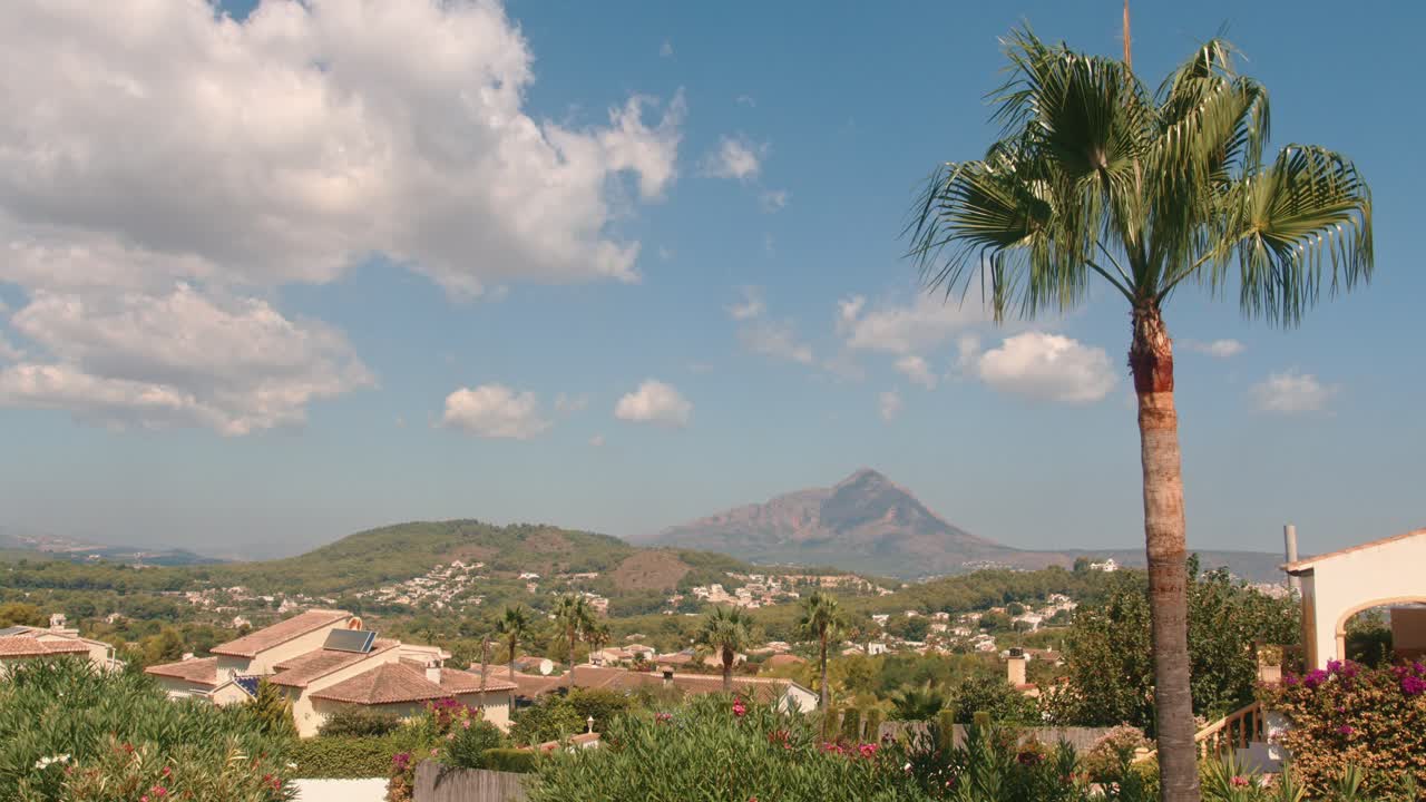 야자수 풍경 스페인 수평선 흰 구름 푸른 하늘