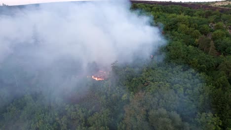 Drone-shot-of-wildfire-in-Bulgaria-mountains-in-summertime