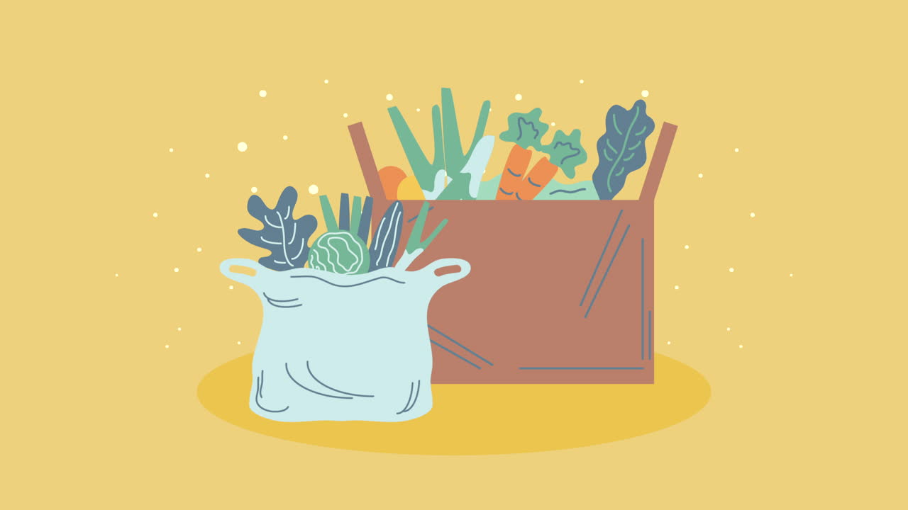 카튼 상자에 있는 식료품 시장