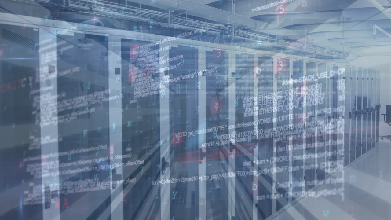 Animation of data processing over server room