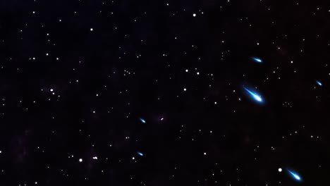 animación creativa de movimiento gráfico noche brillante cielo estrellado en el espacio oscuro galaxia colorida con estrella fugaz cayendo rápidamente en 4k imágenes de video resolución. brillo de luz chispa bokeh con telón de fondo. partícula