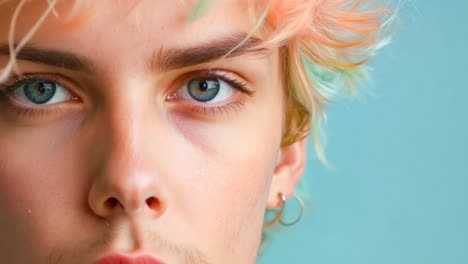 a young man with blonde hair and blue eyes