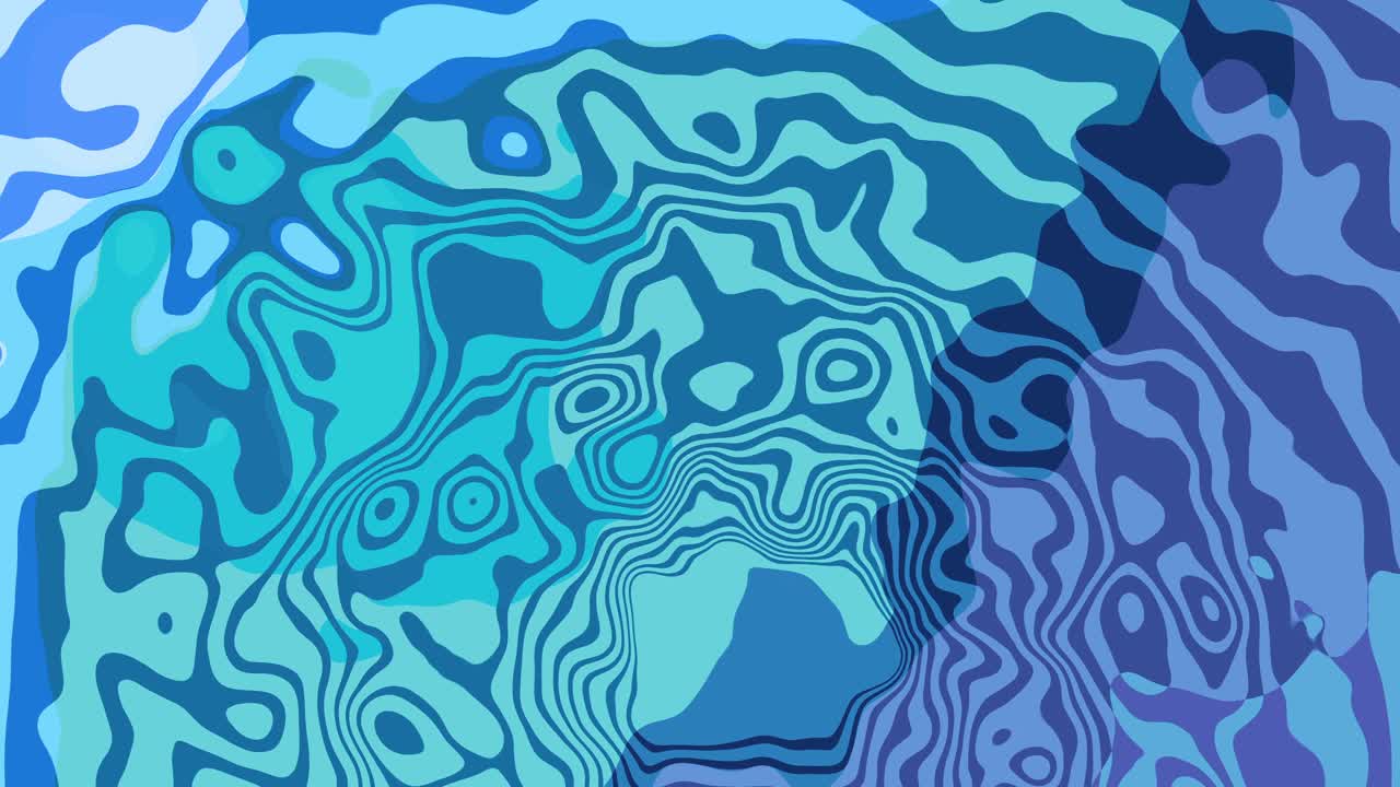 fondo abstracto azul y verde con remolinos dinámicos - movimiento fluido psicodélico en un colorido diseño retro - formas concéntricas hipnóticas pulsantes
