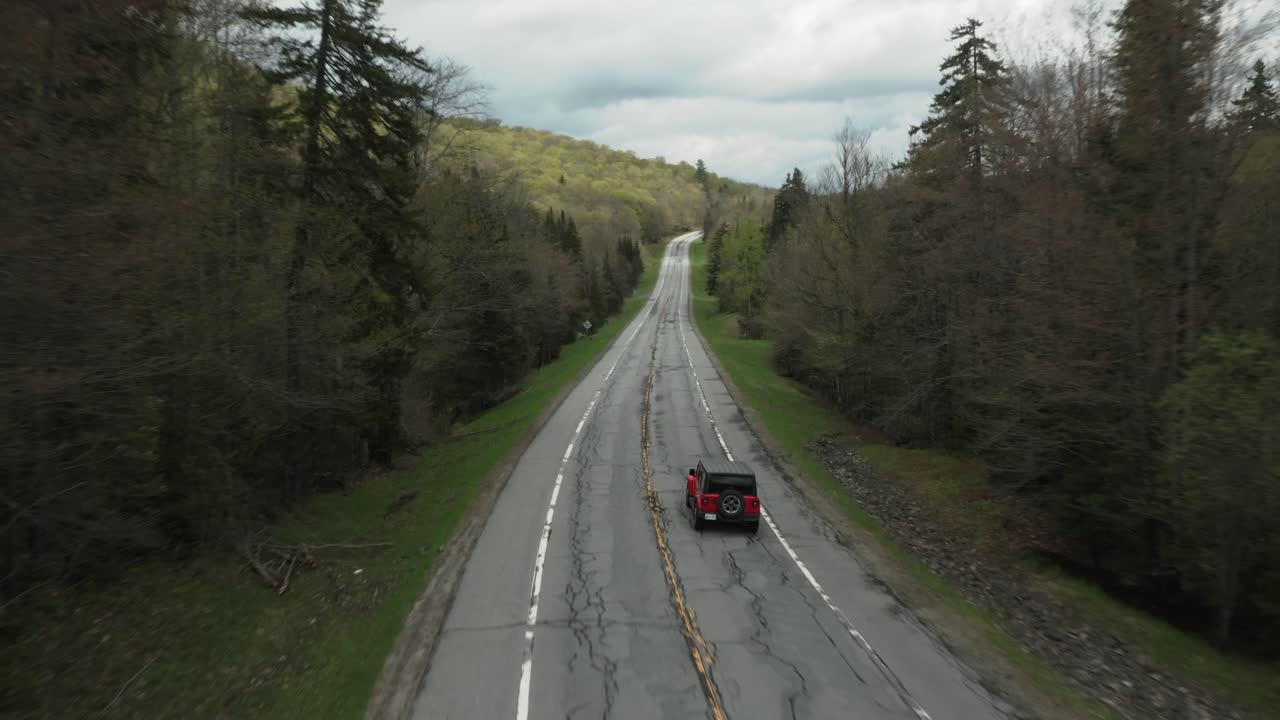 Driving on a scenic mountain road through a lush forest