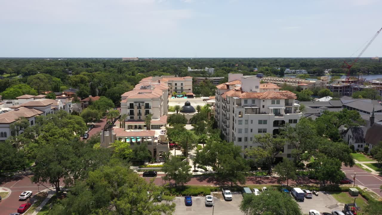 Villa Siena Condominiums At Interlachen Ave In Winter Park, Florida, United States. Aerial Drone Shot