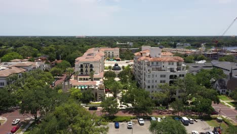 villa siena condominiums at interlachen ave in winter park, florida, united states. aerial drone shot