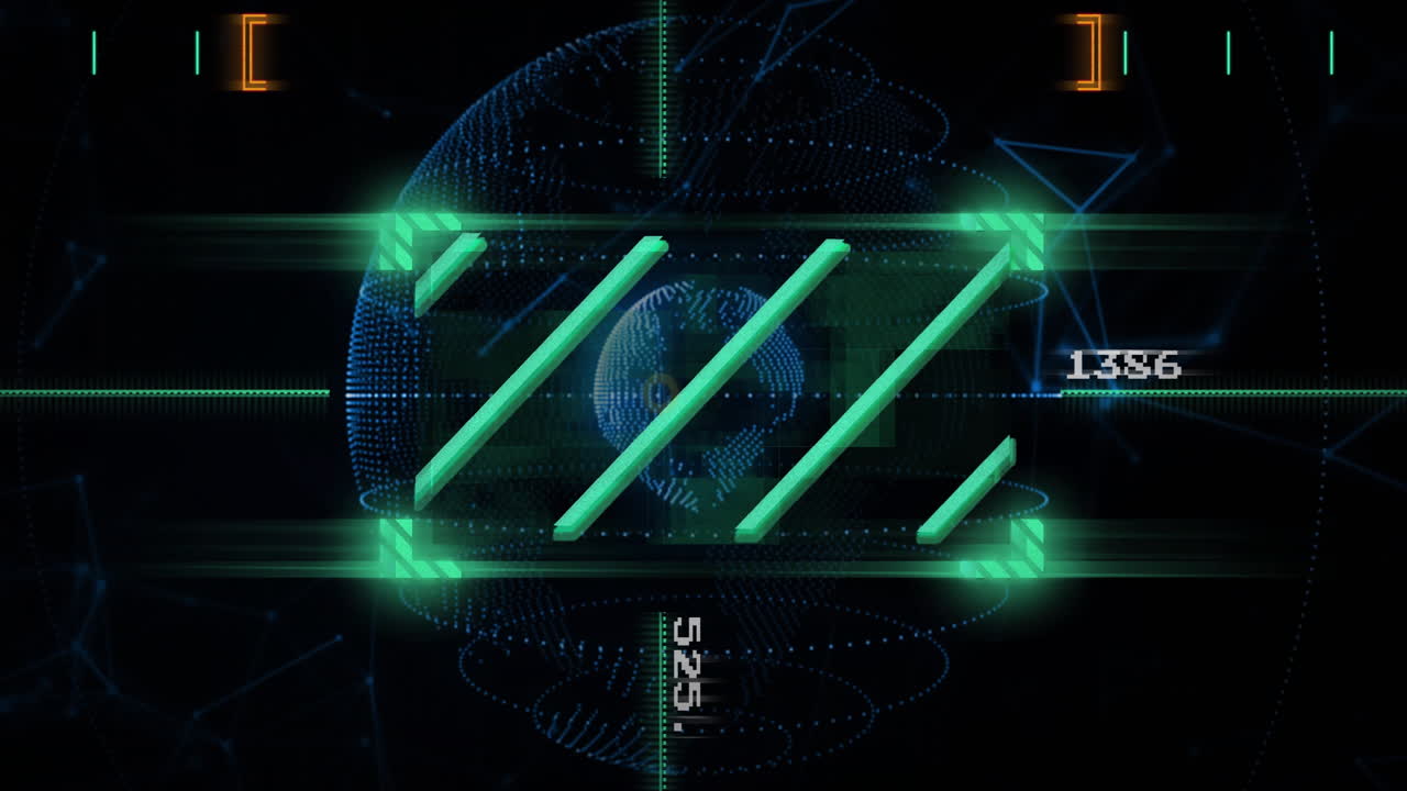 데이터 라인을 가진 디지털 글로브의 미래의 애니메이션