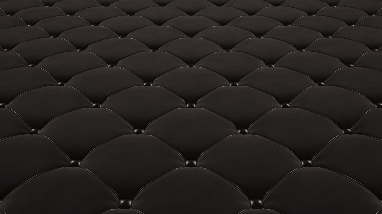 animación 3d del vuelo sobre una superficie de terciopelo acolchado negro con cuerdas negras. video en bucle.